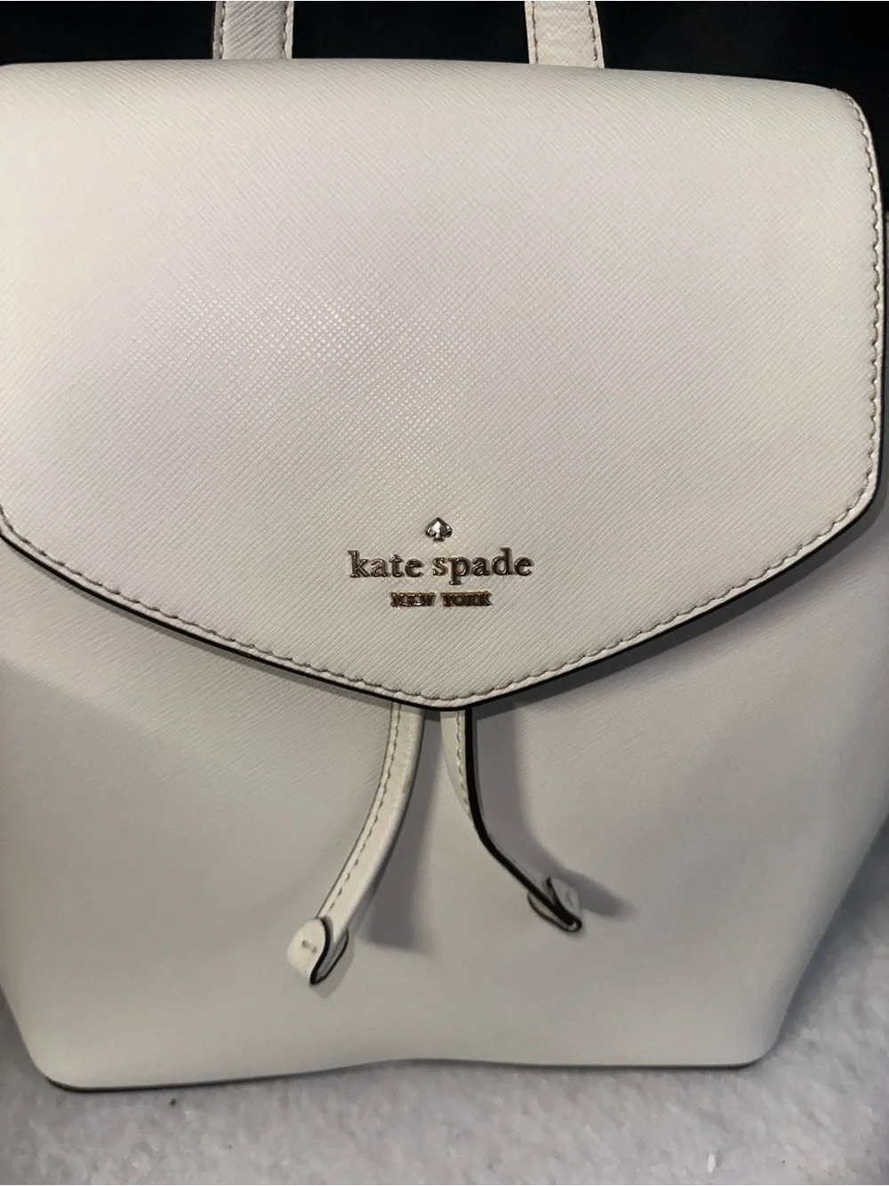 kate spade White Saffiano Leather Backpack